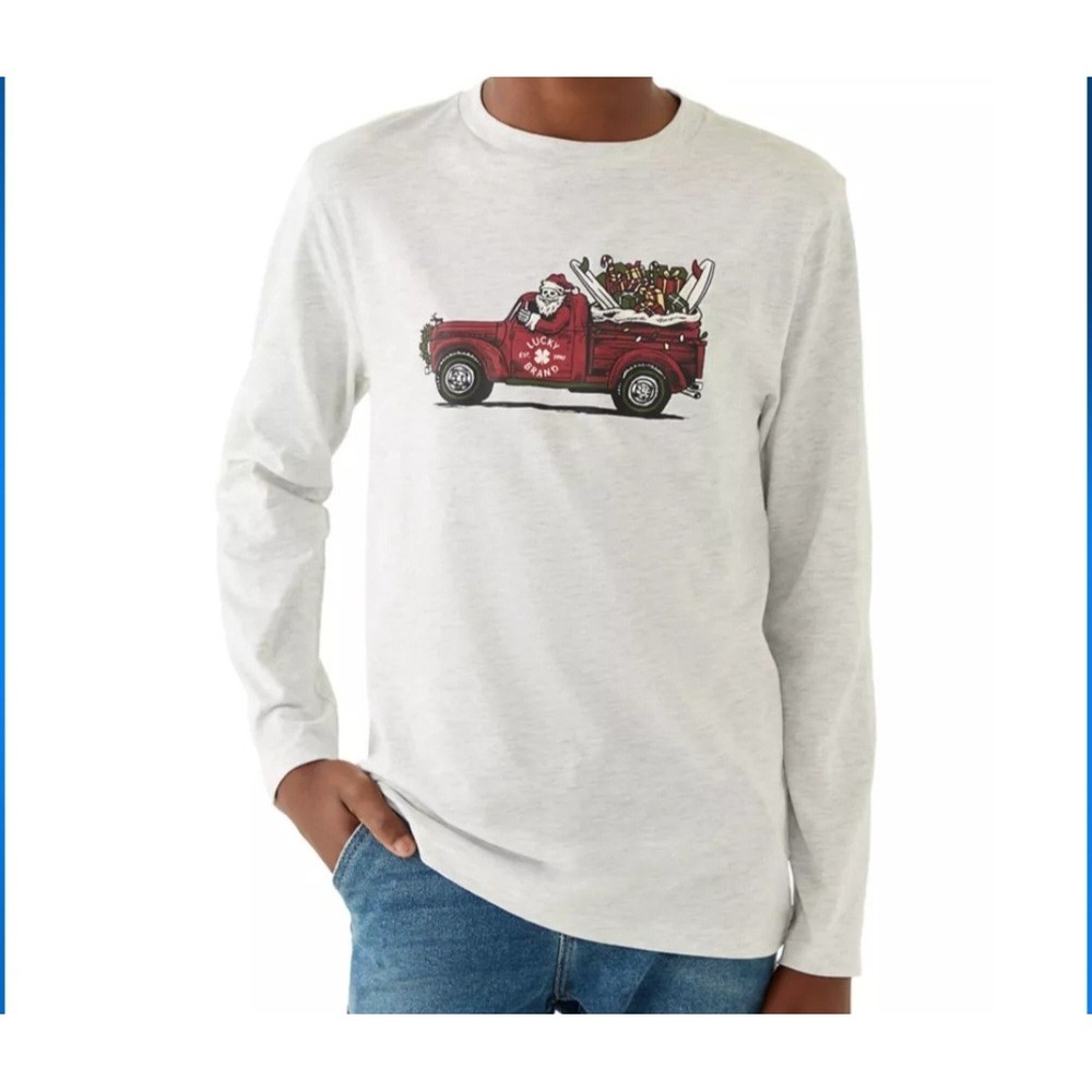 Lucky Brand Boys L (14-16) Skelly Surf Christmas Long Sleeve T-Shirt NWT